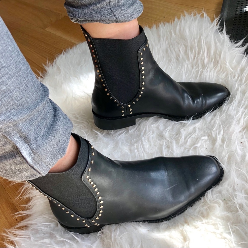 Zara Black Booties with Gold Studs